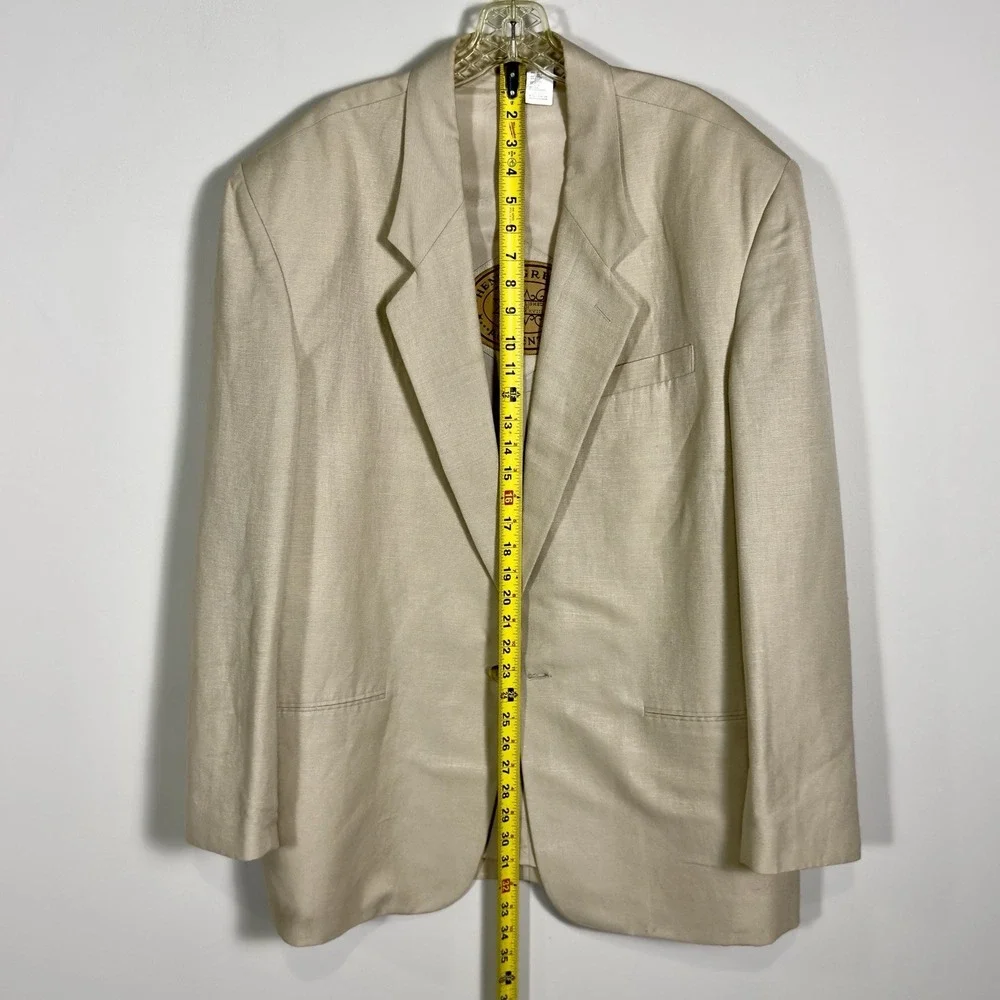 Henry Grethel Context Linen Jacket Mens Large Beige Blazer Sport Coat Vintage‎
